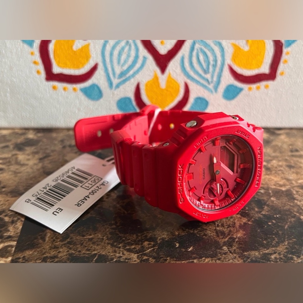 Casio OAK G-Shock GA2100-4AER 48.5mm Red Carbon Resin Case with Red Resin Band - Picture 4 of 8